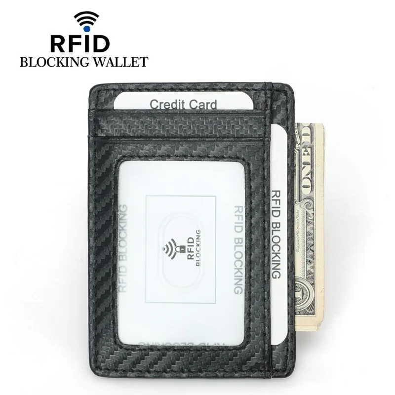 Новый тонкий кожаный бумажник с блокировкой RFID держатель для кредитных карт