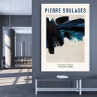 Винтажный выставочный плакат Pierre Soulages 1970японский плакатгеометрический настенный плакат на тему души
