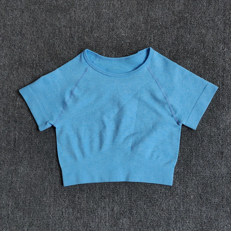 Топ женский бесшовный для занятий йогой с коротким рукавом | Спорт и развлечения