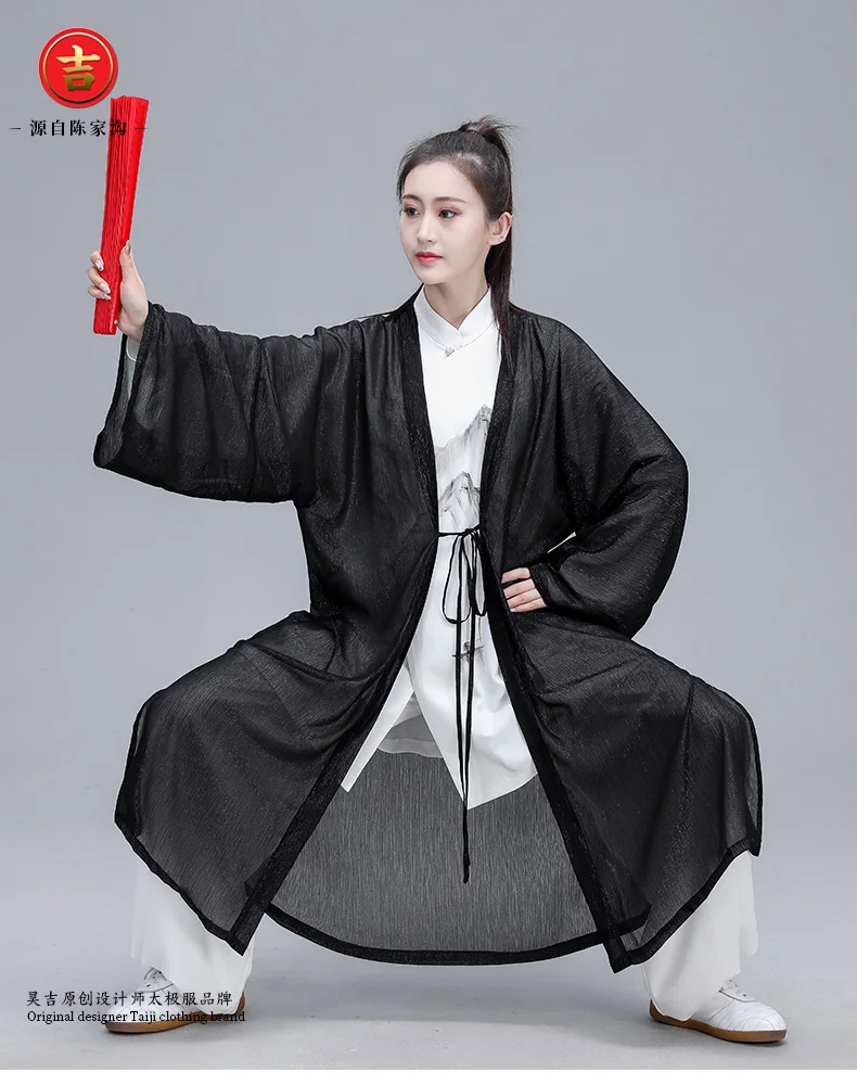 Женский Hanfu Taiji наборы одежды костюм Тан кунг-фу изысканный элегантный тай-чи из трех предметов одежды боевых искусств шаль чернильная живопись