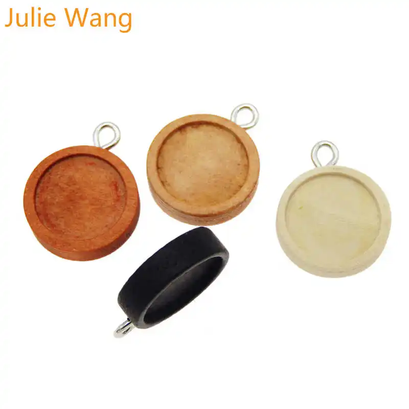 Julie Wang 8 шт. деревянные круглые Кабошоны базовые настройки шармы пустой поднос
