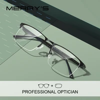 merrys design men prescription glasses square myopia prescription eyeglasses male business style half optical glasses s2102pg