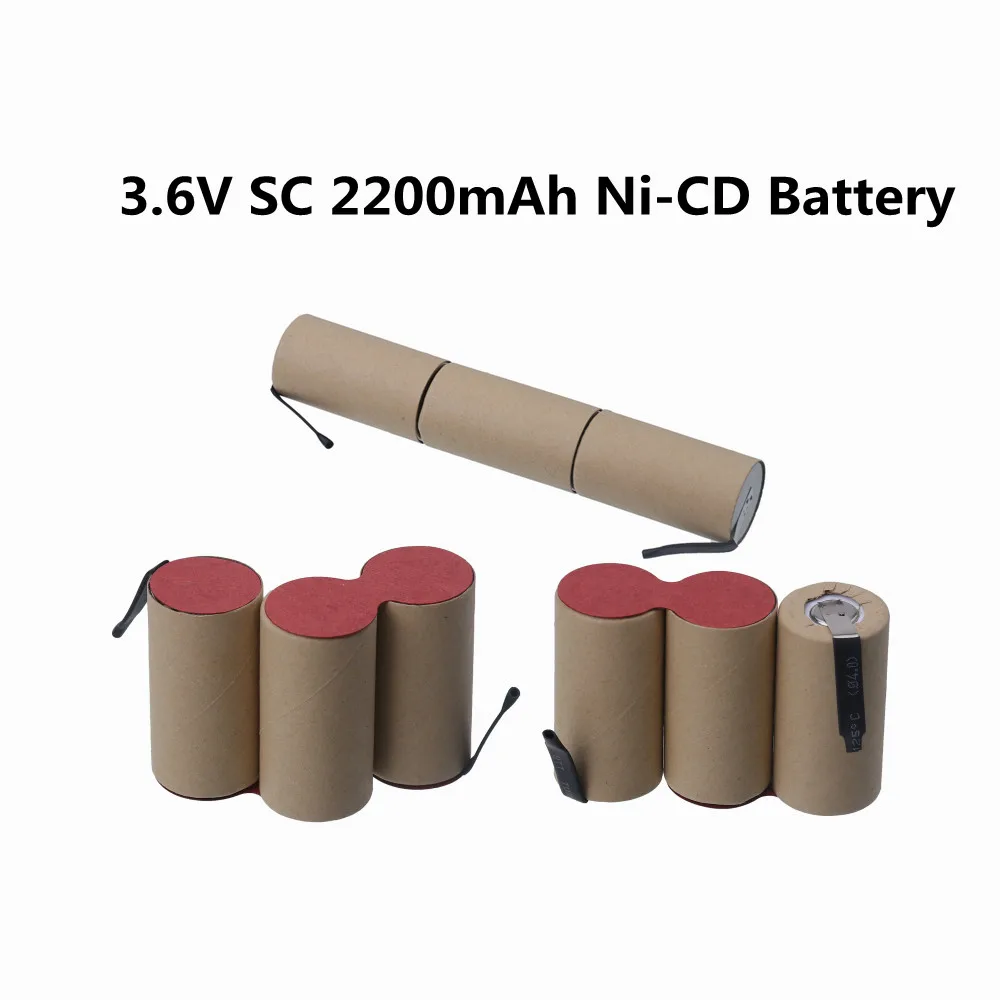 

Аккумуляторная батарея SC 3,6 В 2200 мА/ч Sub C Ni-Cd, перезаряжаемая батарея с паяльным вкладышем для электродрели, шуруповерта, ячейки для электрои...