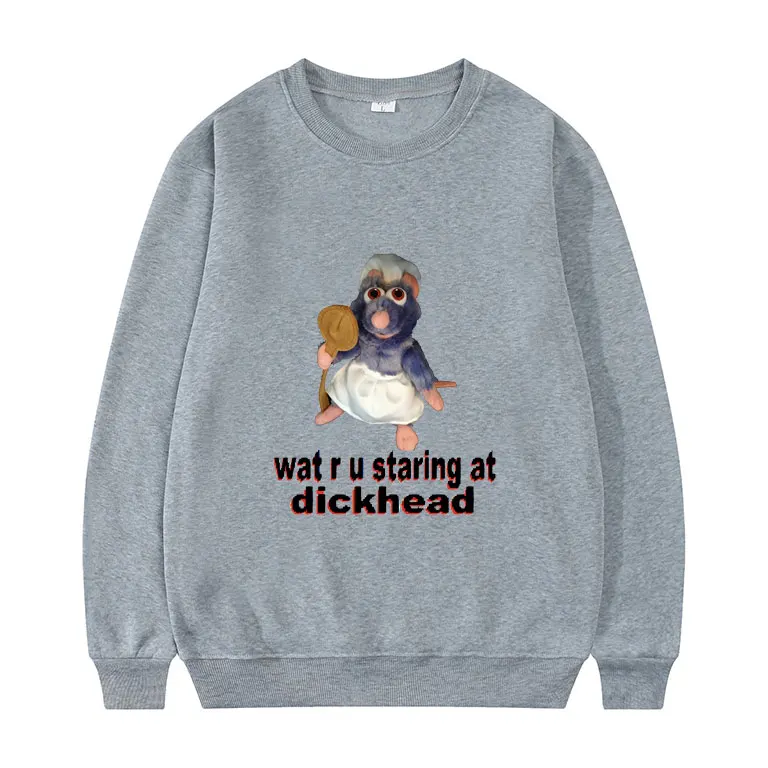 

Wat R U Staring At Sweatshirts Cute Funny Mouse Graphic Printing Sweatshirt Men Fashion Casual Pullover Women Loose Pullovers