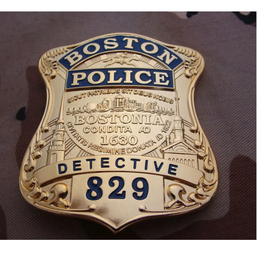 

United States Boston Detective Metal Badge 829 US Boston Police Badges for Collection 7.6*6.6cm