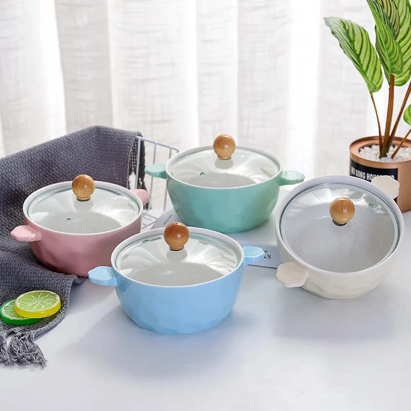 Корейская керамическая миска с тиснением для студентов и офисных работников