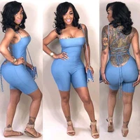 summer women sexy bodycon spaghetti strap jumpsuit backless bandage playsuits bodycon party romper short