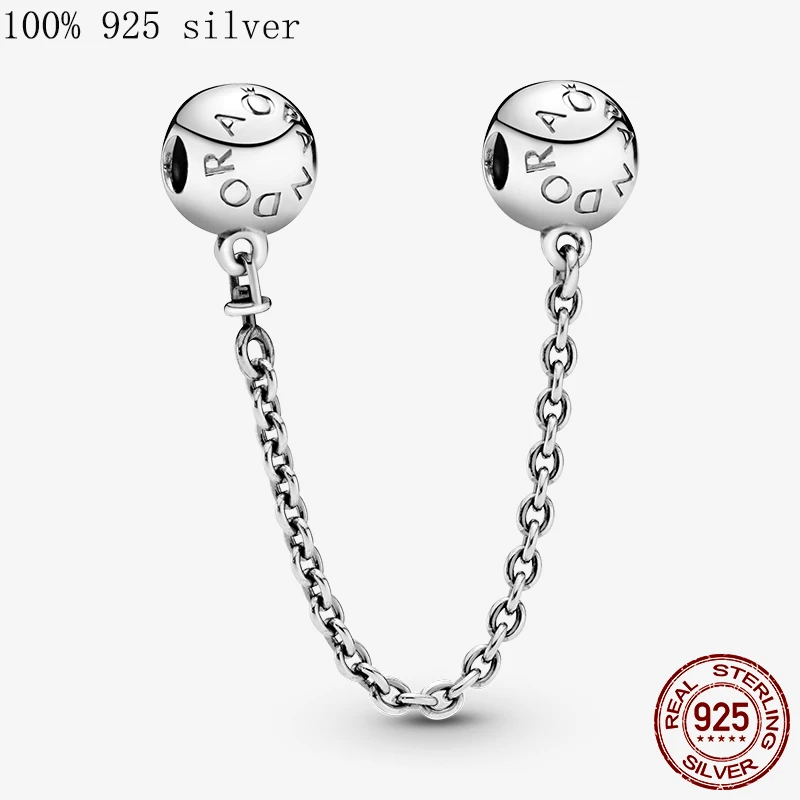 Серебряная Защитная цепочка подходит для оригинального логотипа Pandora с буквой