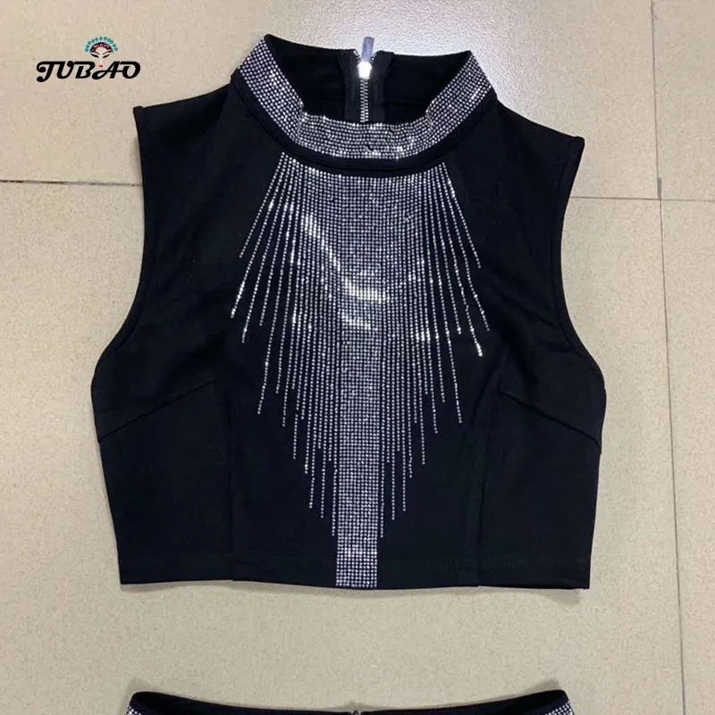 

bandage crop tops Black Two 2 Pieces sets long pants sexy up Vestidos party club outfits sets designer clothes women luxury 2020