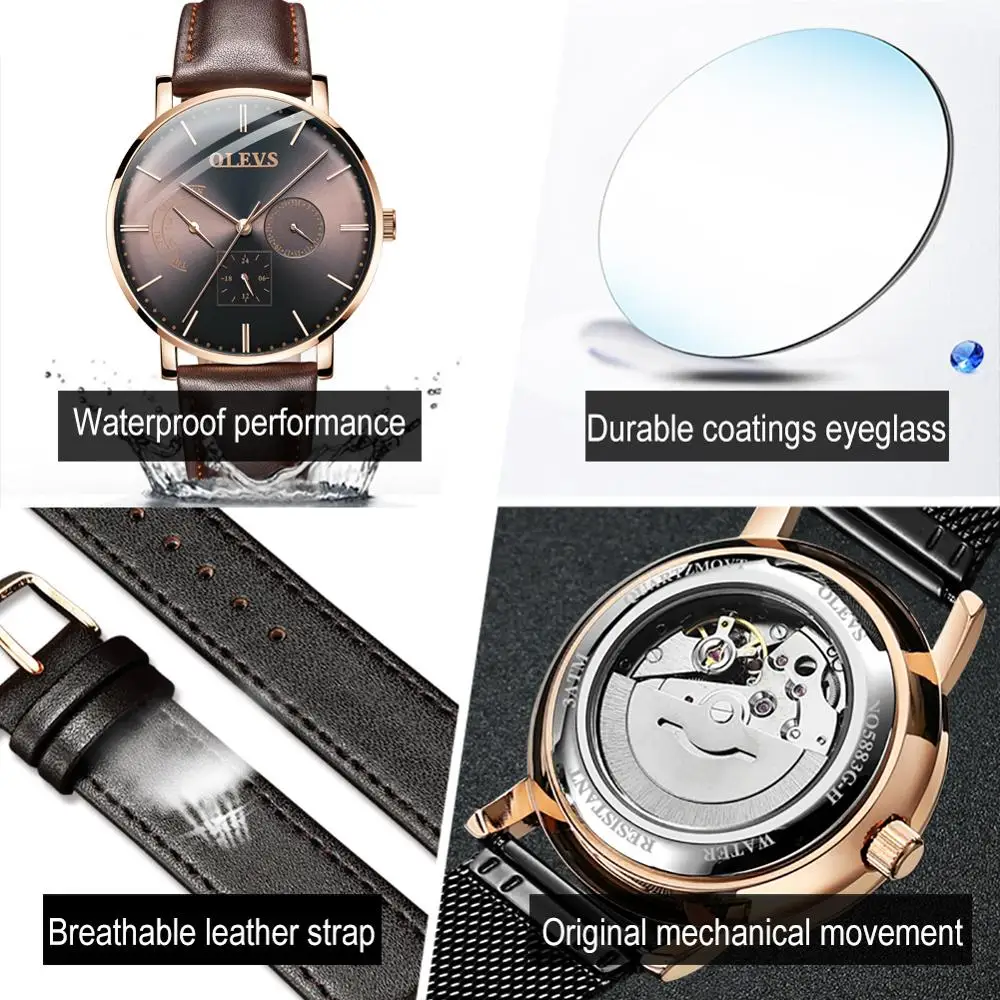 

Fashion brand OLEVS automatic mechanical business men's watch ultra-thin dial multifunctional waterproof sports mechanical watch