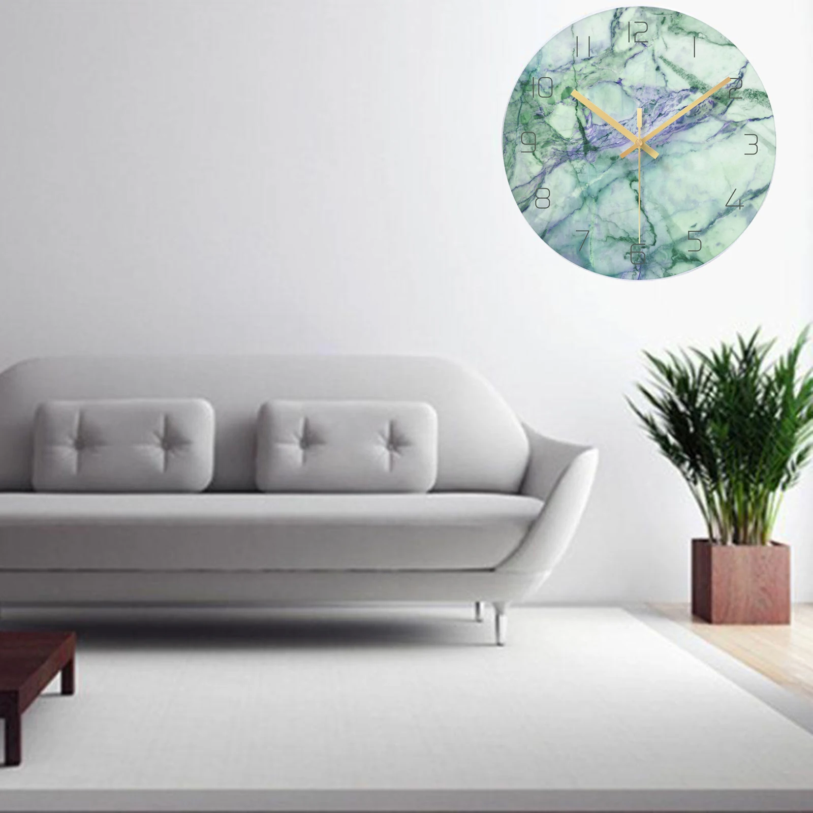 

Marble Glass Hanging Wall Clocks Modern Living Room Office Decorative Watch