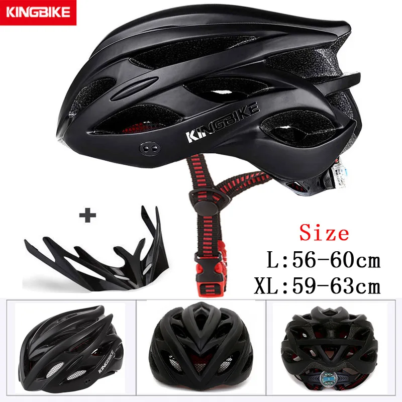 KINGBIKE, мужской велосипедный шлем, ультра-светильник, дорожный, MTB, горный велосипед, велосипедный шлем с задней частью, светильник casco ciclismo, 56-63 см, красный, Helmes - Цвет: 652-black