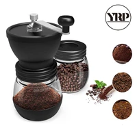 yrp ceramic burr manual coffee grinder durable glass storage jar cafe bean mill coffee maker kitchen tools