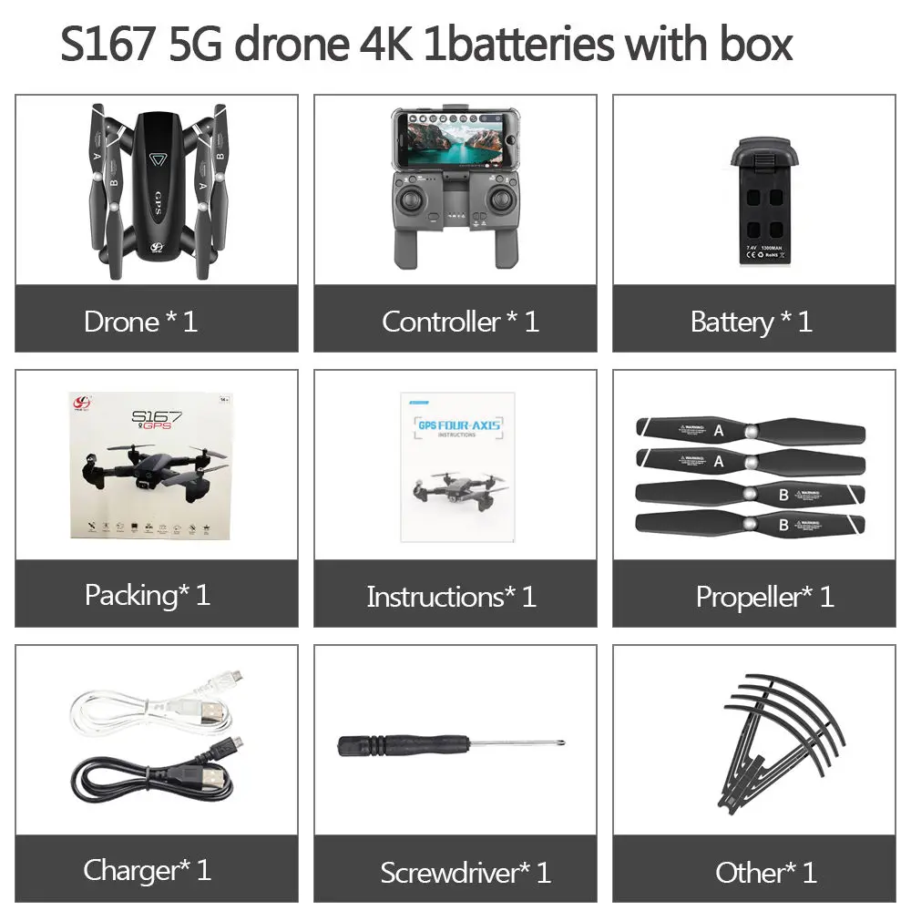 5G 1B Original Box CSJ S167 gps 5G wifi FPV Радиоуправляемый Дрон с камерой 4K Дрон с gps точка полета жеста фотографии видео авто возврат дома RC Квадрокоптер - Цвет: 5G 1B Original Box