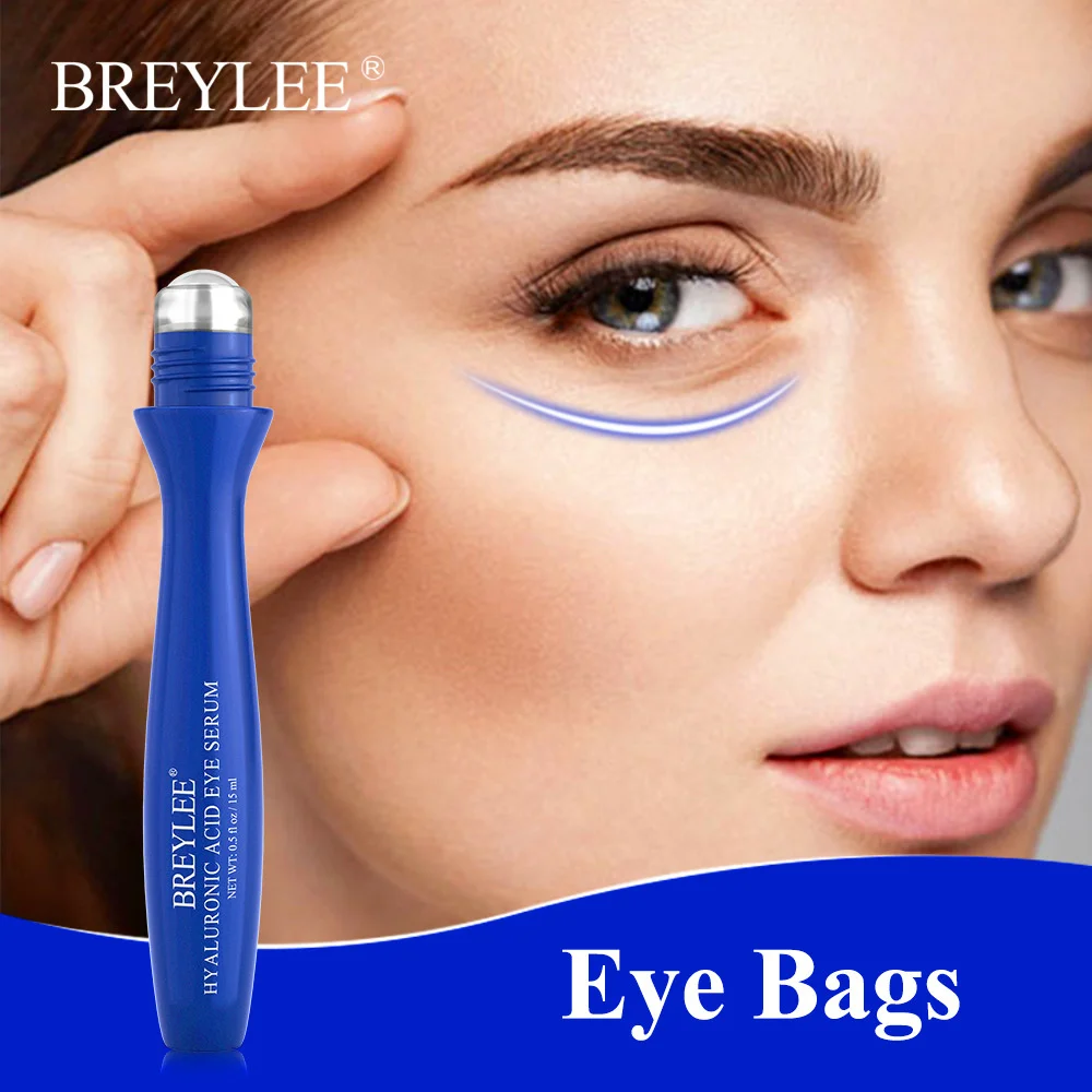 

BREYLEE Hyaluronic Acid Eye Serum Eye Massage Roller Anti Wrinkle Aging Puffiness Gel Remove Eye Bag Moisturizer Skin Care