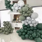 Гирлянда из воздушных шаров, 195 шт., шалфей, зеленый, двойной, серый, матовый, черно-зеленый, для детского праздника, товары для дня рождения