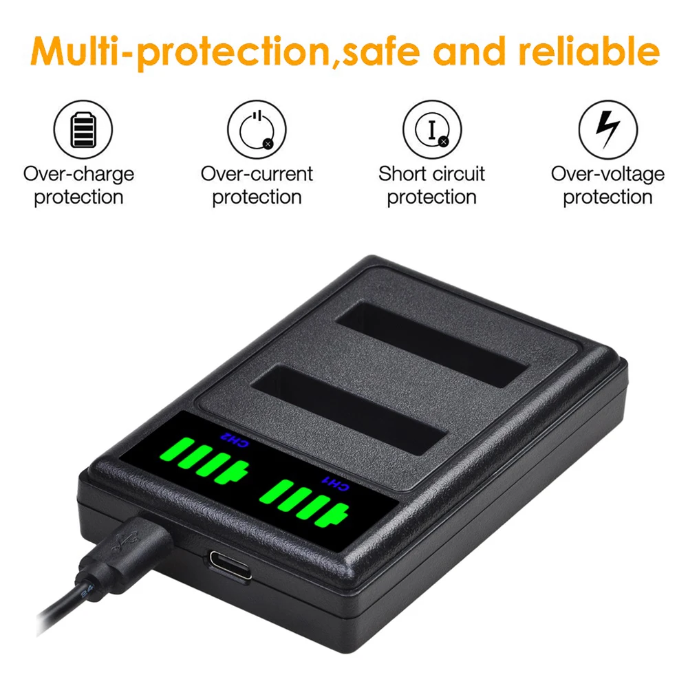 Двойное зарядное устройство с портом Type-c для аккумулятора Sony NP-FG1 BG1 NP-BG1 Cyber-Shot DSC