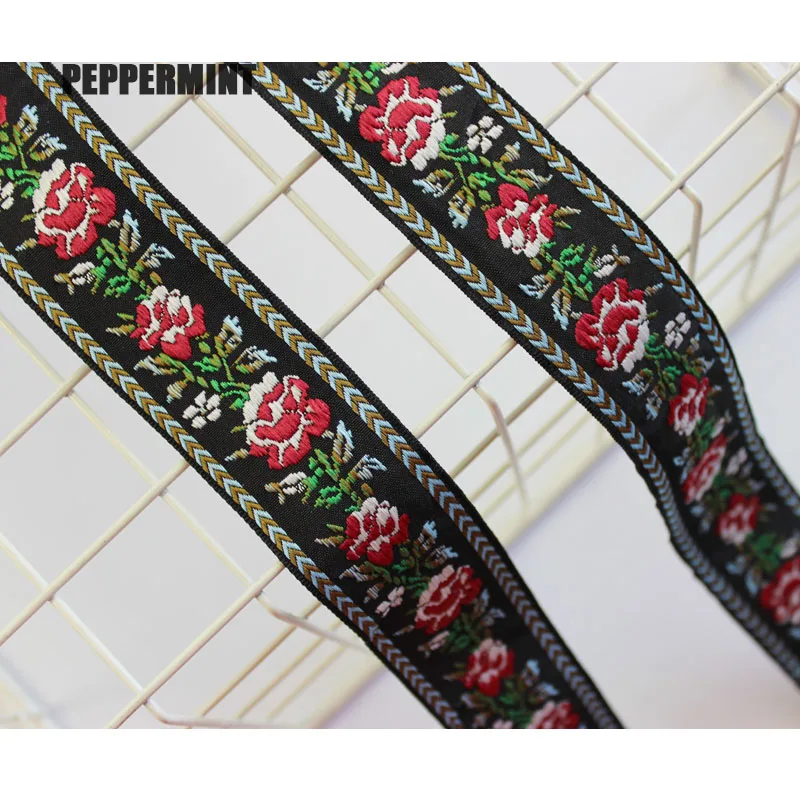 1 ярд вышивка розы лента цветок кружево винтажная тесьма отделка одежды сделай