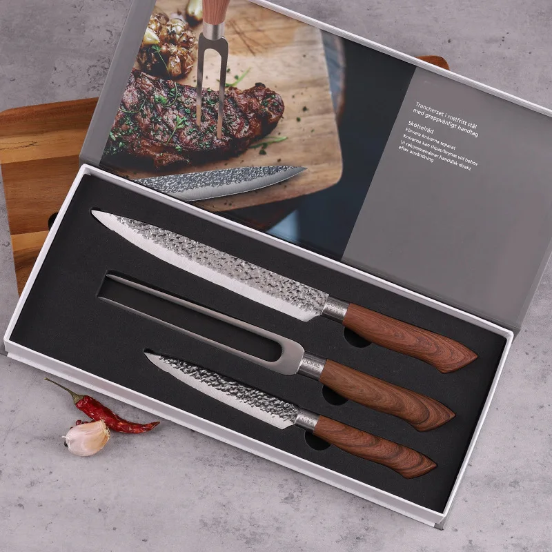 

Stainless steel forged knives 3-piece barbecue barbecue fork multi-purpose knife fruit knife household kitchen