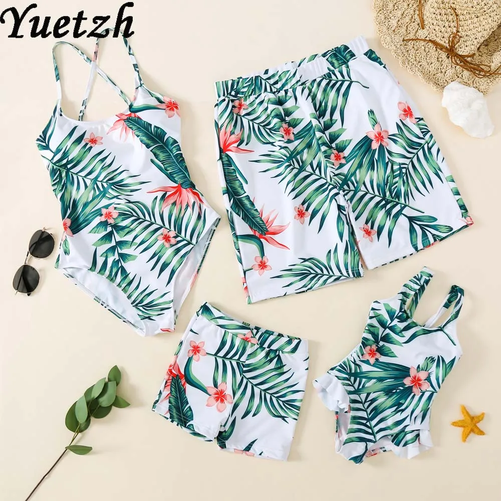 Купальник Цельный для женщин и девочек семейная одежда шорты штаны плавания