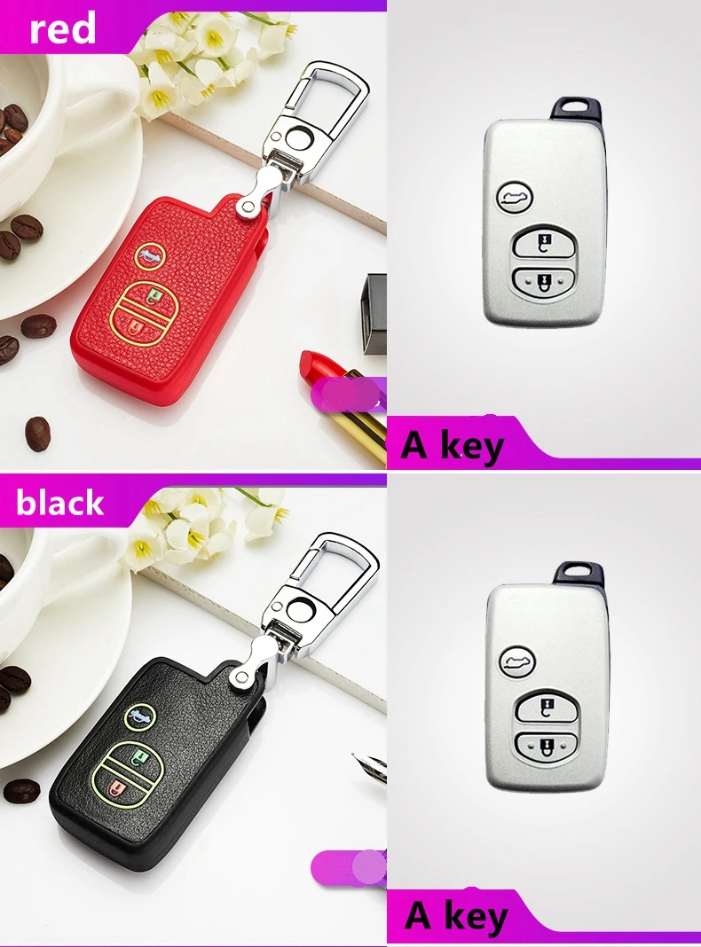 Чехол для автомобильного кожаного светящегося ключа Toyota Land Cruiser PRADO RAV4 Camry CHR ключ