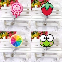 card holder clips cute womens flowers fruit nurse doctor student exhibition id card badge holder retractable badge reel