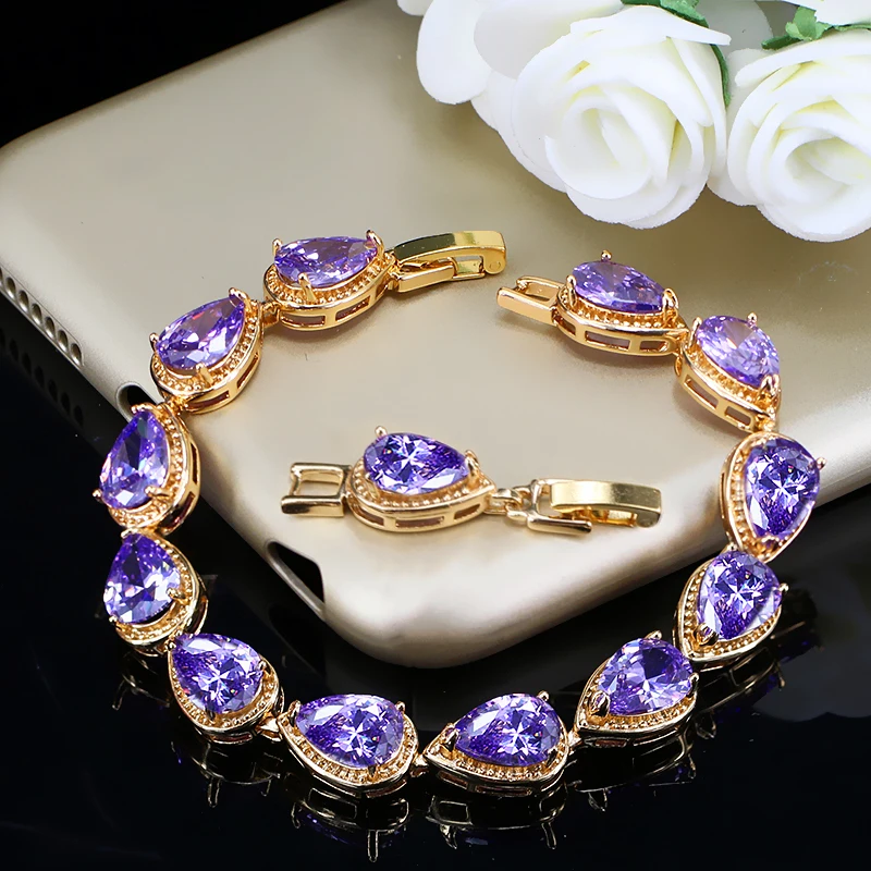 Женские золотистые браслеты с кристаллами 6 цветов | Украшения и аксессуары