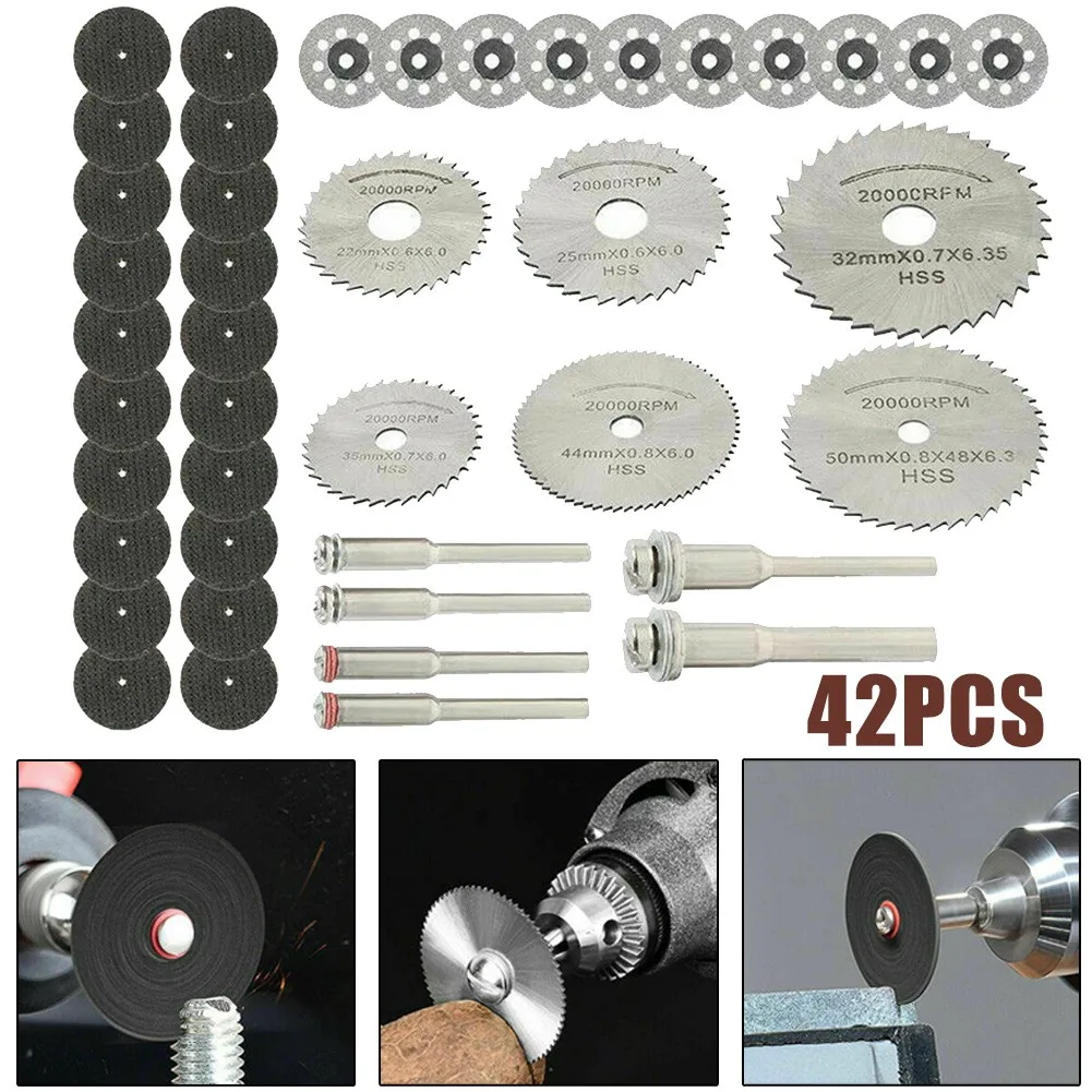 

42Pcs Diamond Cutting Disc Metal Wood Ceramic Sanding Wheel HSS Mini Circular Saw Blade For Rotary Tool Die Drinder