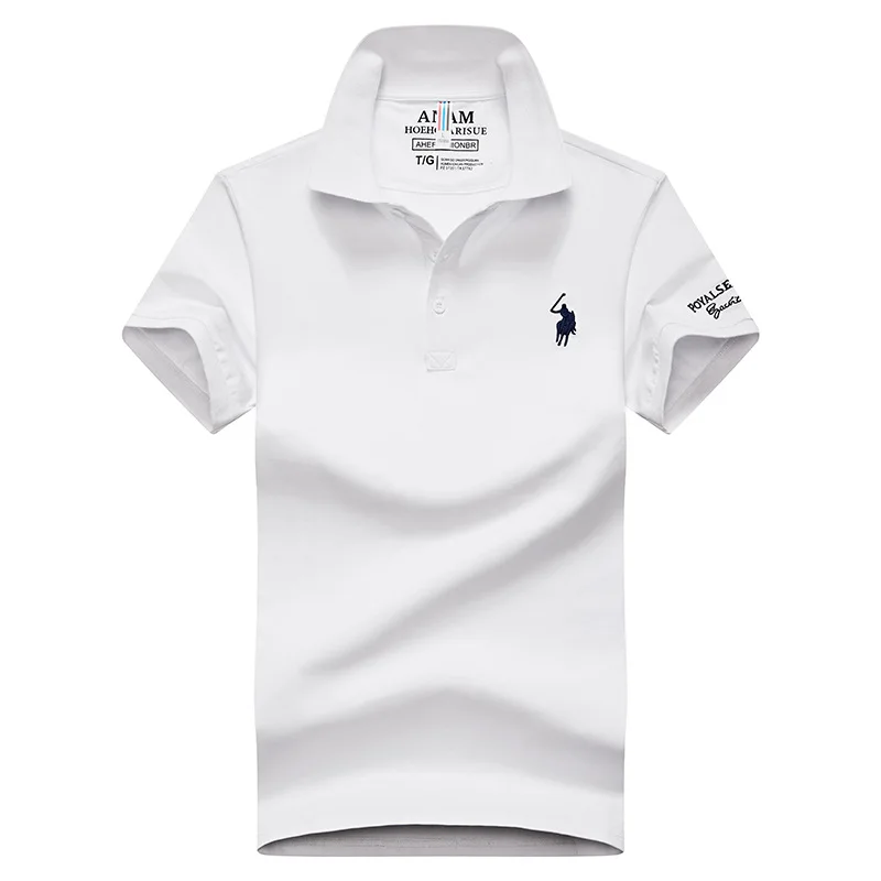 

Free Shipping Men's Summer Business Embroidery Short Sleeve T-shirt Pure Cotton Black White Work Leisure Slim Tee Mens T shirts