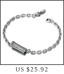 Genuine 925 Sterling Silver Jewelry Personality Six-Word Mantra Barrel Beads Silver Men Bracelet Retro Silver Jewelry