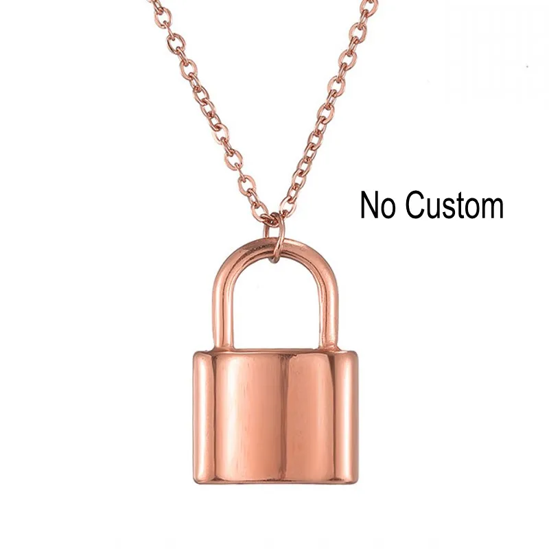 Rose Gold Blank Ожерелье с квадратным замком для женщин, подарки для пары, нержавеющая сталь, золото, серебро, цепочка, колье, мужские подвески на шею - Окраска металла: Rose Gold Blank
