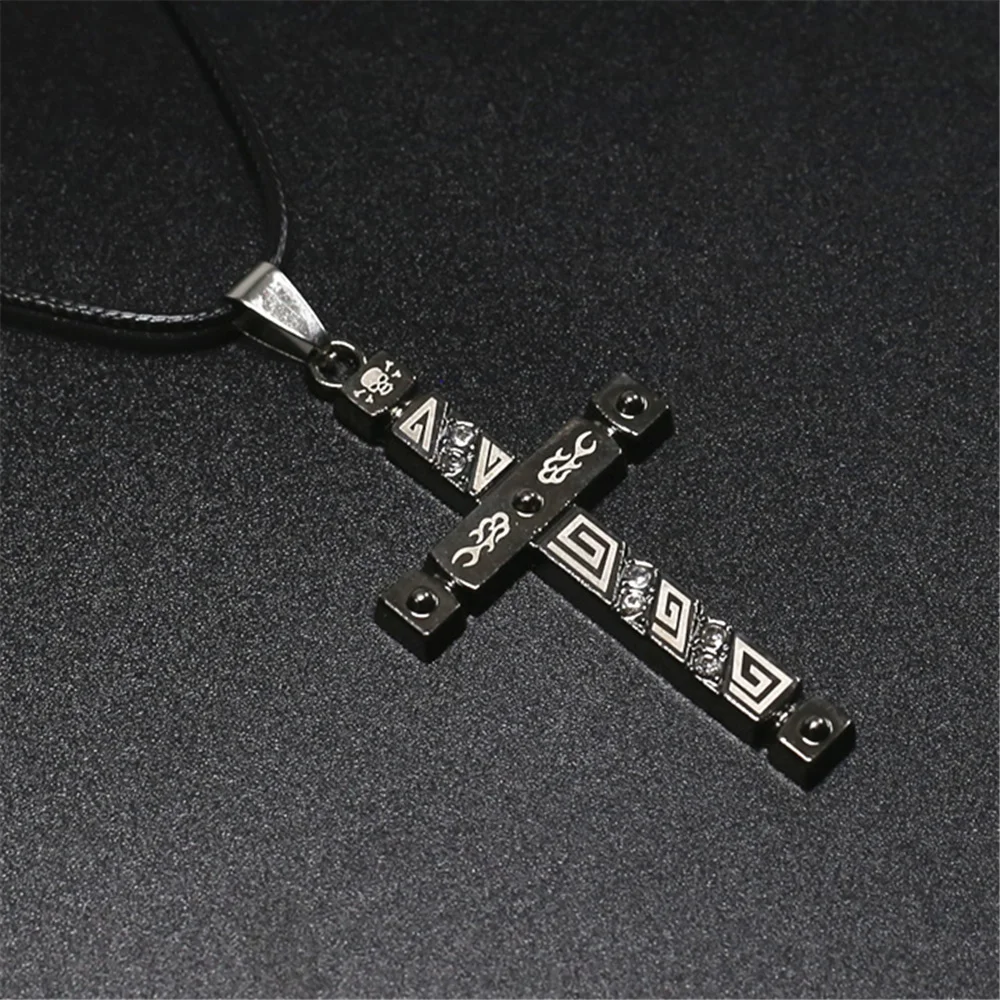 Модное колье с подвеской-крестом в стиле панк колье-чокер мужское и ожерелье