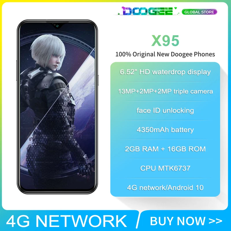 DOOGEE X95 4G LTE Android 10 мобильного телефона 13MP тройной Камера 2 Гб Оперативная память 16