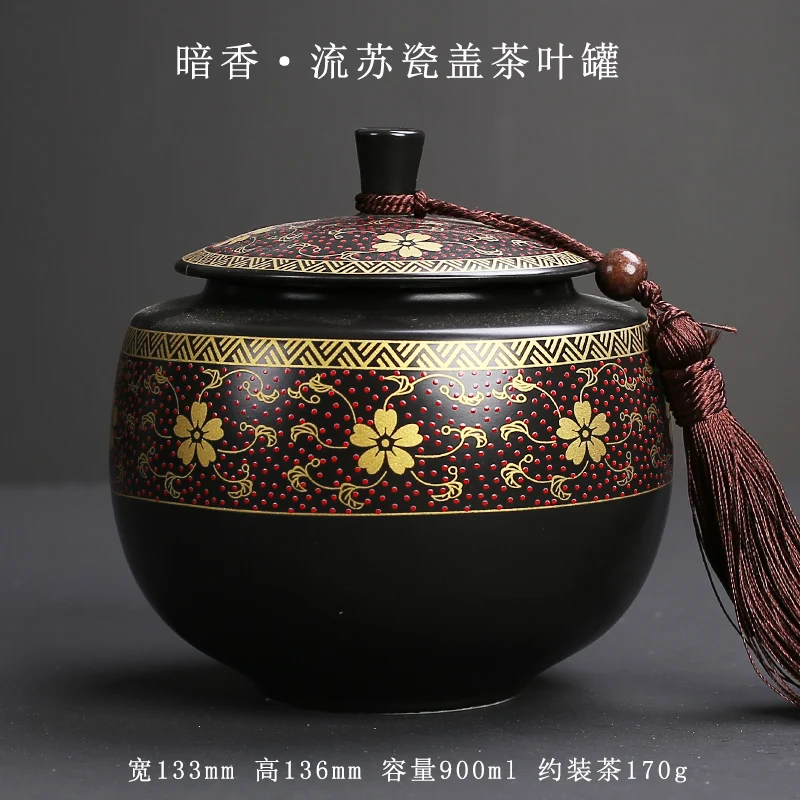 

Purple Clay Tea Caddy Ceramic Large Airtight Pot Universal Half Catty Black Tea Green Tea Pu'er Tea Pot Household Storage Tank