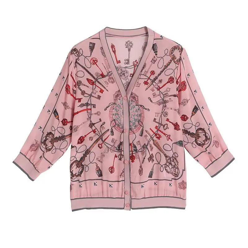 

Jackets Women's Plus Size Short Coats 2021 Spring Fashion Cotton blend Prints Button Splicing Cardigan Skinny Thin Jacket Woman