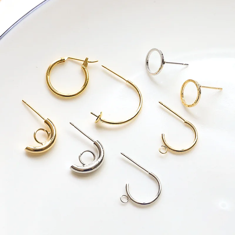 Круглые серьги-гвоздики из нержавеющей стали, 10 шт.