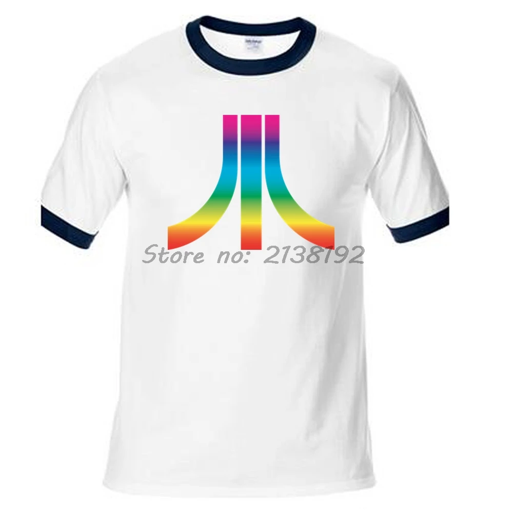 WHITE WITH NAVY ATARI мужская футболка мужская Футболка с рукавами реглан брендовая летняя модная мужские топы футболки подарок - Color: WHITE WITH NAVY