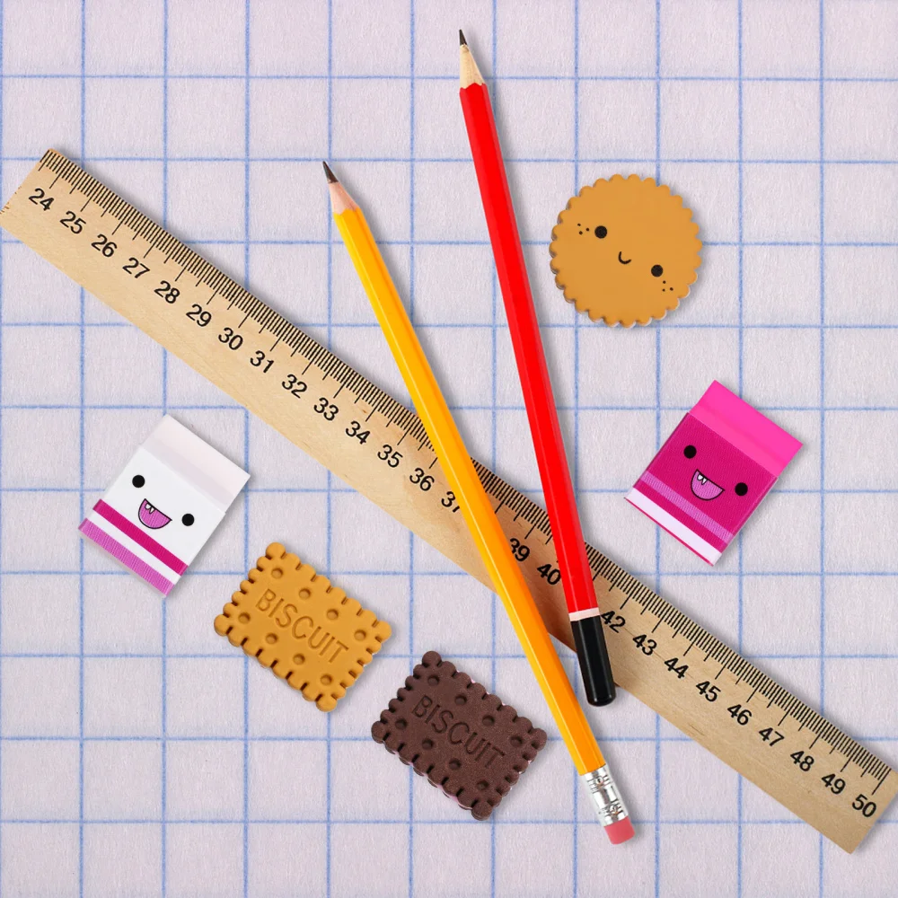 

STOBOK 6pcs Fun Erasers Creative Biscuit Erasers Set Stationery Supplies for Children Students Gift