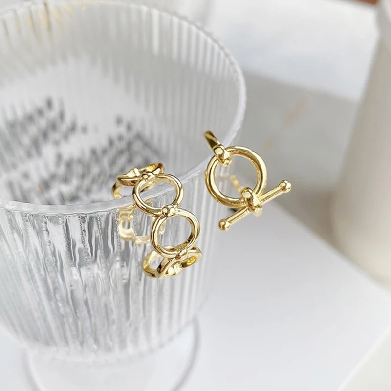 

Exquisite 14k Real Gold Geometry Round Rings for Women Top Designer Jewelry Adjustable Open Micro Inlay Zirconia Girls Gift Hot