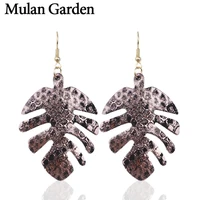 mg leaf earrings leather for women gold green purple statement drop earrings fashion jewelry leather jewelry women accessories