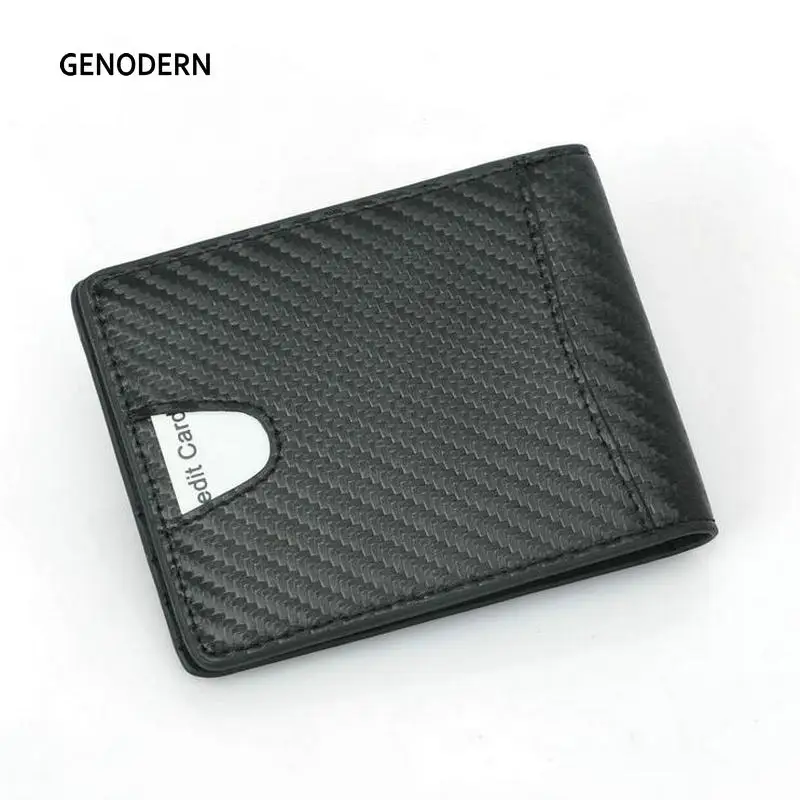 GENODERN RFID узор из углеродного волокна тонкий зажим для денег мужчин кожаный