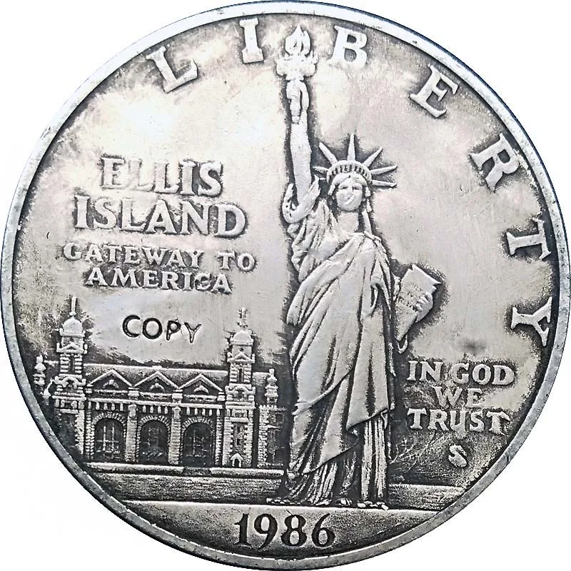 1906 американская копия монет США свободы 1 доллар Монета Остров Эллис медные