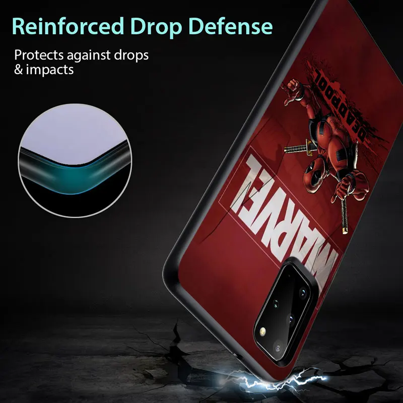 

Marvel hero death service for Samsung S6 S7 S8 S9 S10 S10E S21 Edge Plus Ultra 5G TPU Black Phone Case