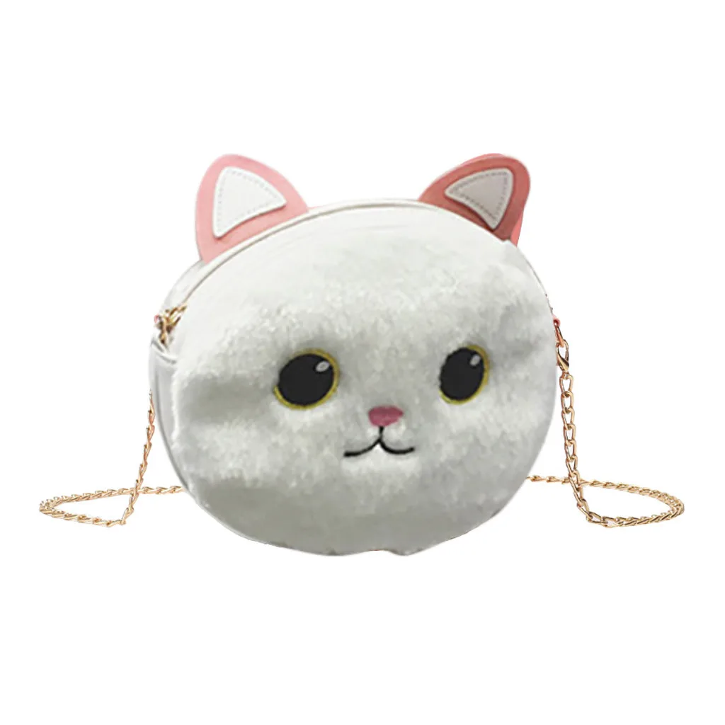 Белый Xiniu Kids/милая плюшевая сумка на плечо с кошкой, кошелек с котами, кошельки для детей, сумка для девочек - Цвет: Белый