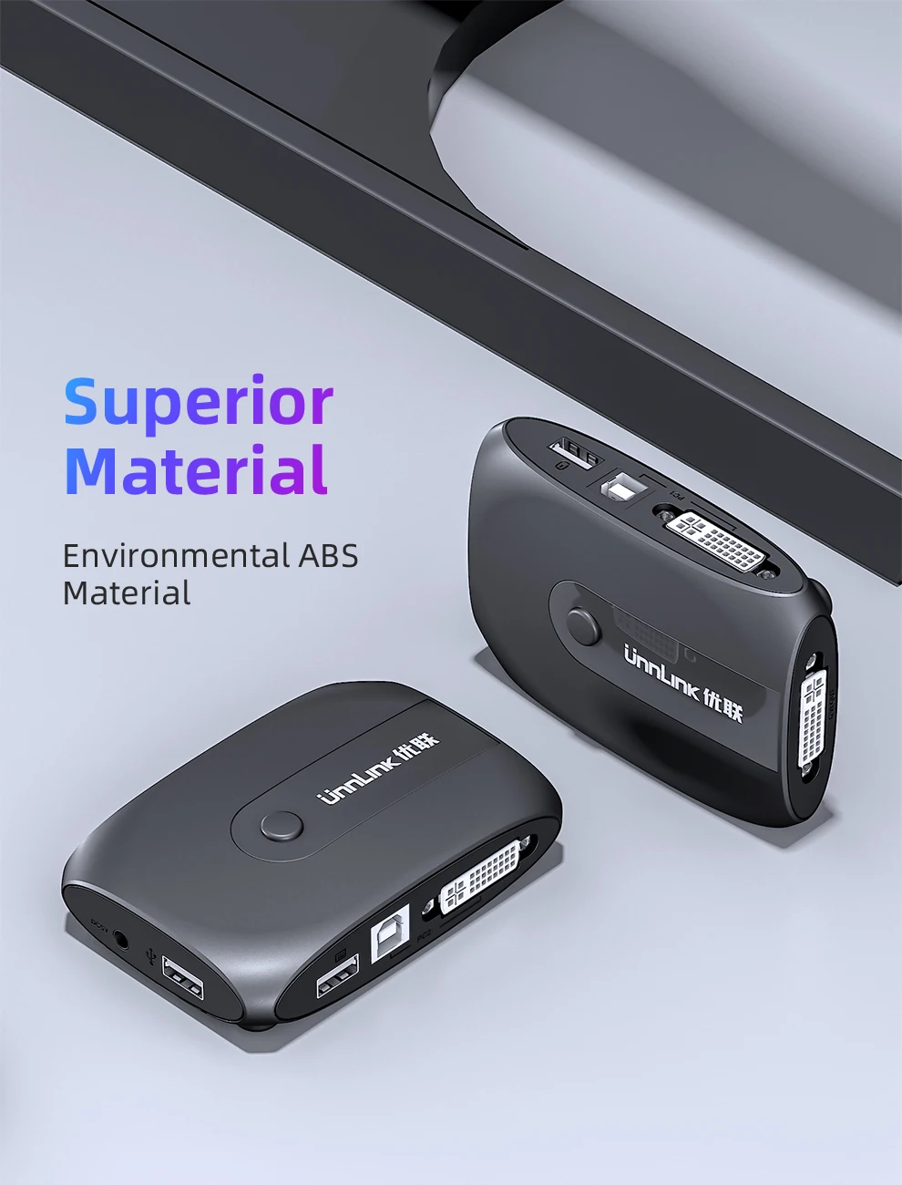 Unnlink 2X1 DVI KVM переключатель коробка селектор переключатель DVI 2 в 1 выход Обмен USB 2,0 монитор мышь Клавиатура для 2 компьютера Ноутбуки ПК