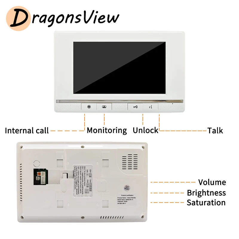 Домофон DragonsView 1000TVL камера для наружного дверного звонка 7-дюймовый проводной