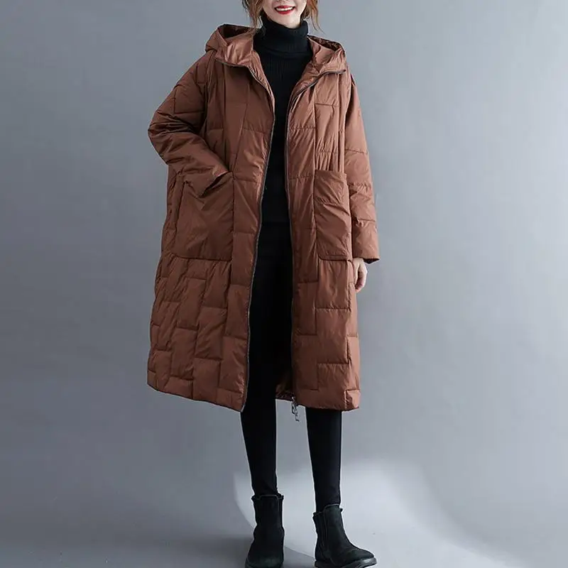 

Plus Size Winter Down Jacket Coat Women Long Hooded Thick Warm Ladies Overcoat 2021 New Fashion Korean Casual Oversized Outwear