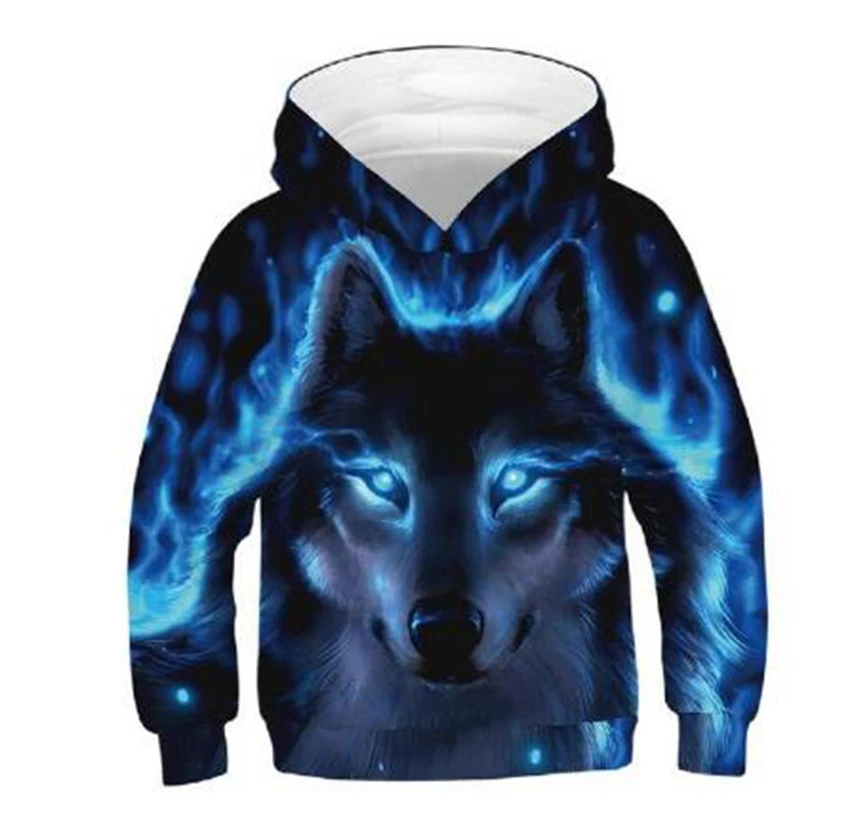 

New 3D Print Pullover Spring Autumn Kids Wolf Sweatshirt Tops Long Sleeve Boys Girls Children Animal Hoodies Outwear Clothe