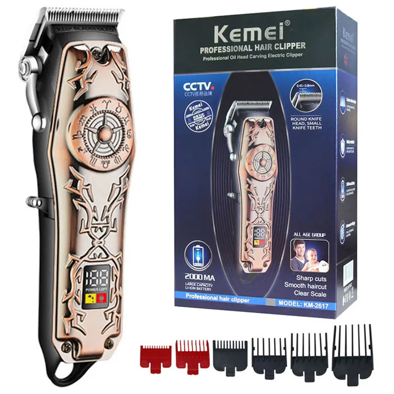 

Original kemei professional adjustable electric hair clipper barber shop LCD display fading blending hair trimmer beard haircut