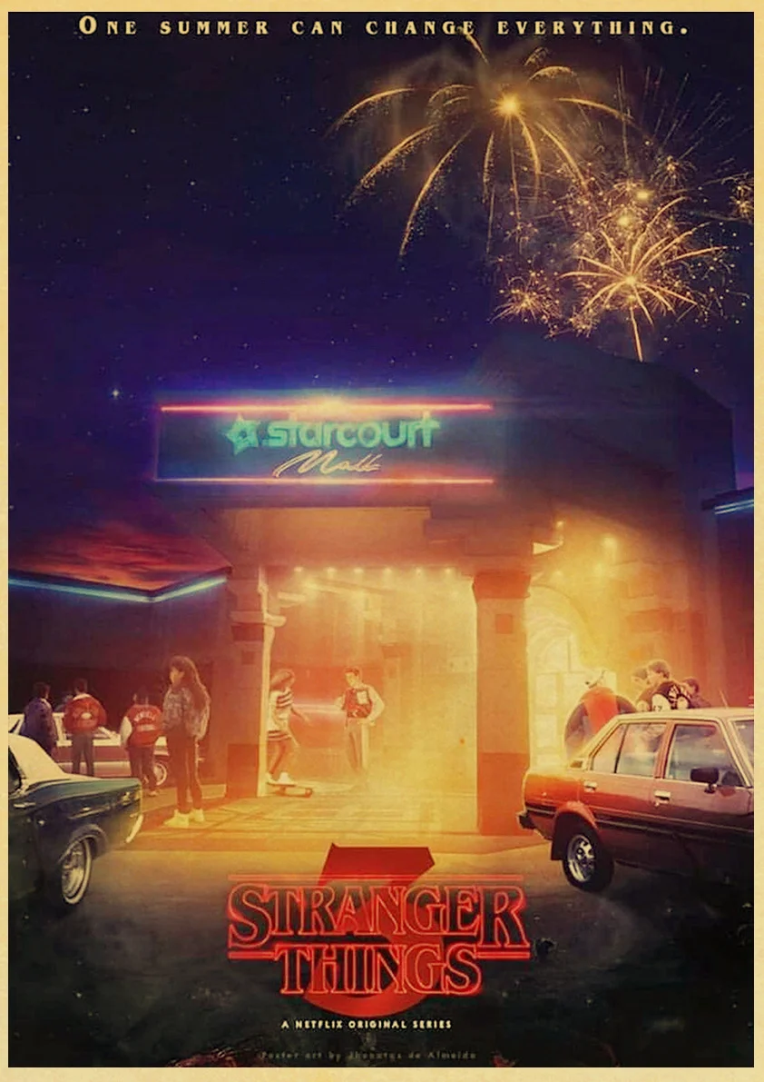 

2021 New TV Show Stranger Things 3 Posters and Prints Vintage Wall Stickers Print on Kraft Paper Art Home Room Decor
